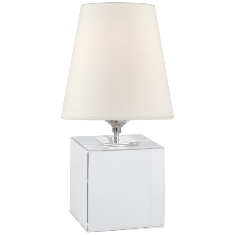 Thomas O'Brien Terri Cube Accent Lamp in Crystal with Linen Shade