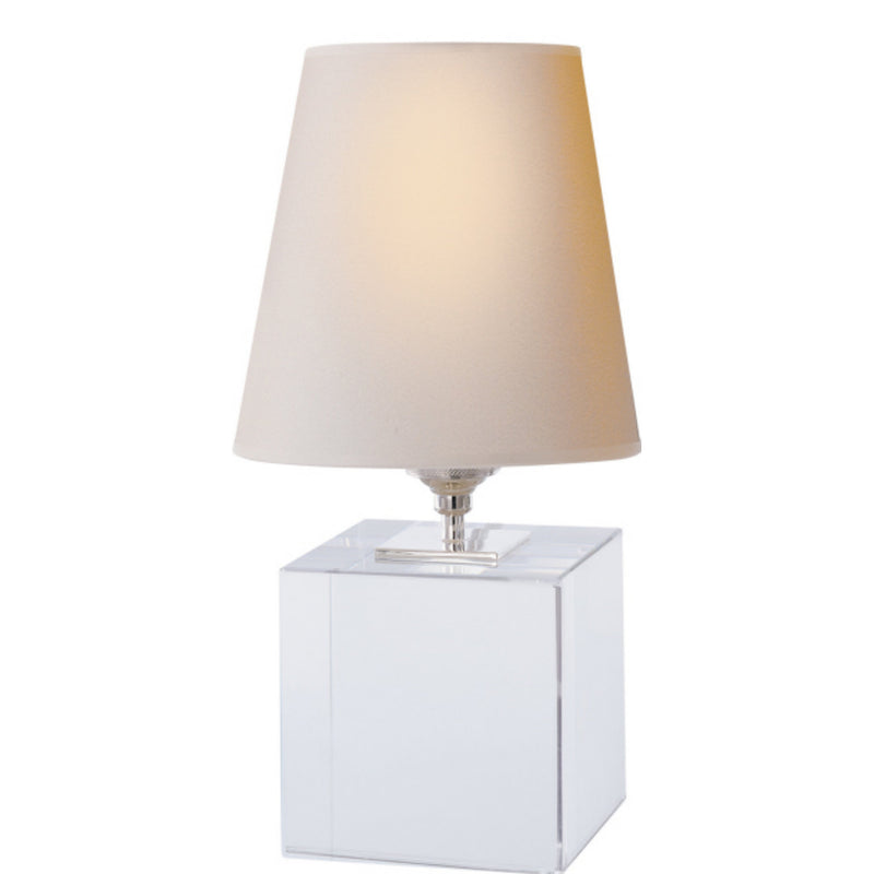 Thomas O'Brien Terri Cube Accent Lamp in Crystal with Natural Paper Shade