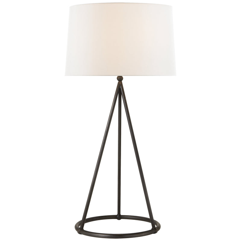 Thomas O'Brien Nina Tapered Table Lamp in Aged Iron with Linen Shade
