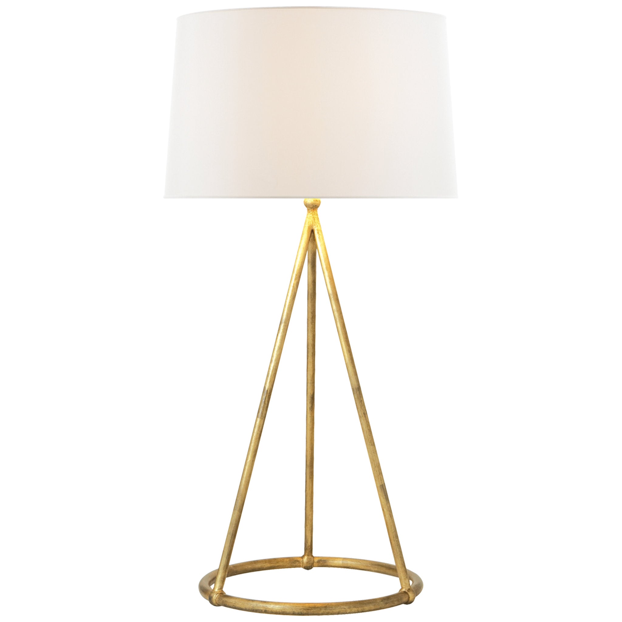 Thomas O'Brien Nina Tapered Table Lamp in Gilded Iron with Linen Shade