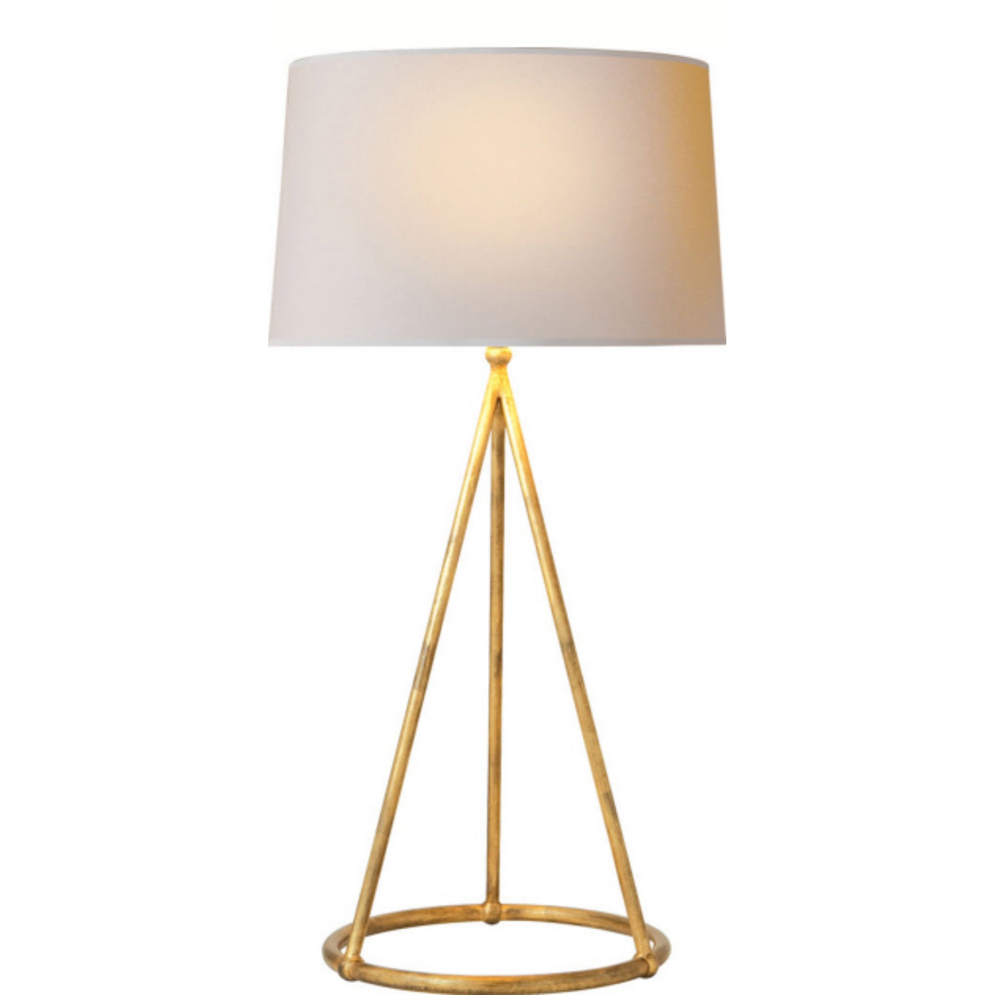 Thomas O'Brien Nina Tapered Table Lamp in Gilded Iron with Natural Paper Shade