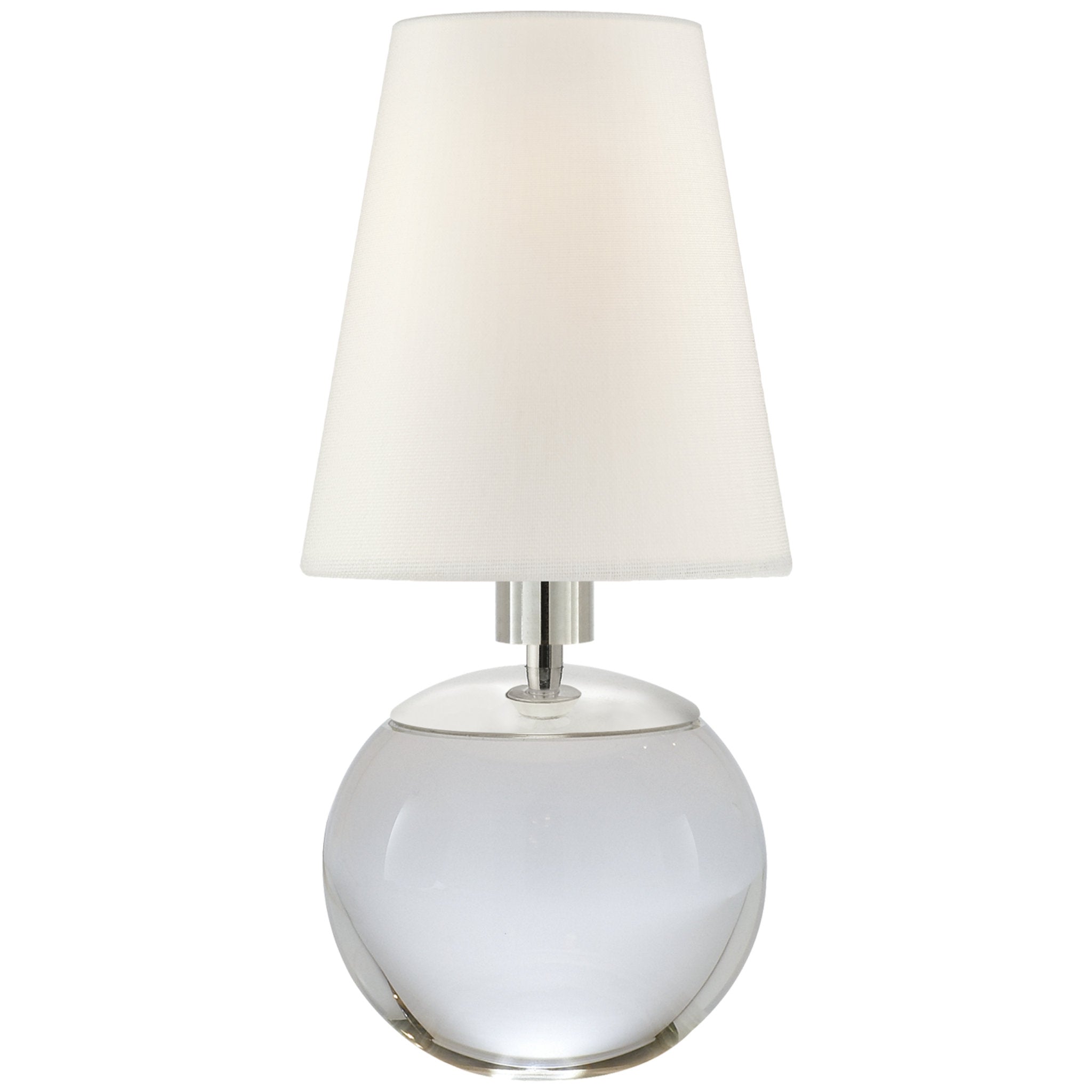Thomas O'Brien Tiny Terri Round Accent Lamp in Crystal with Linen Shade