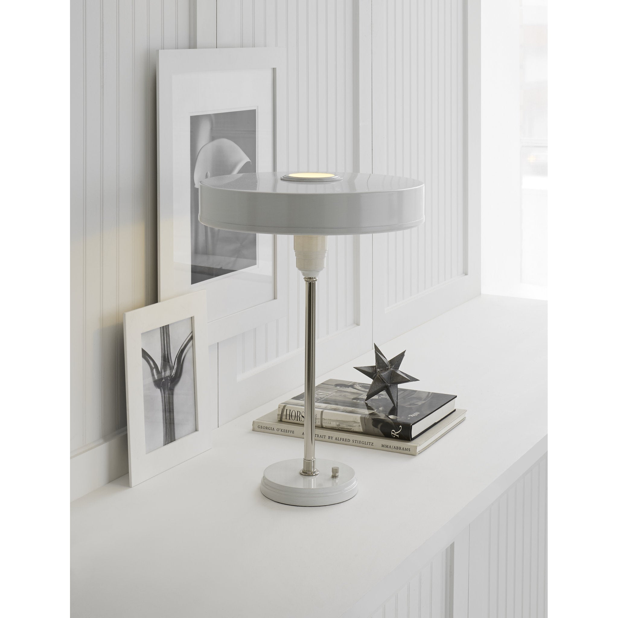 Thomas O'Brien Carlo Table Lamp in Polished Nickel and Antique White