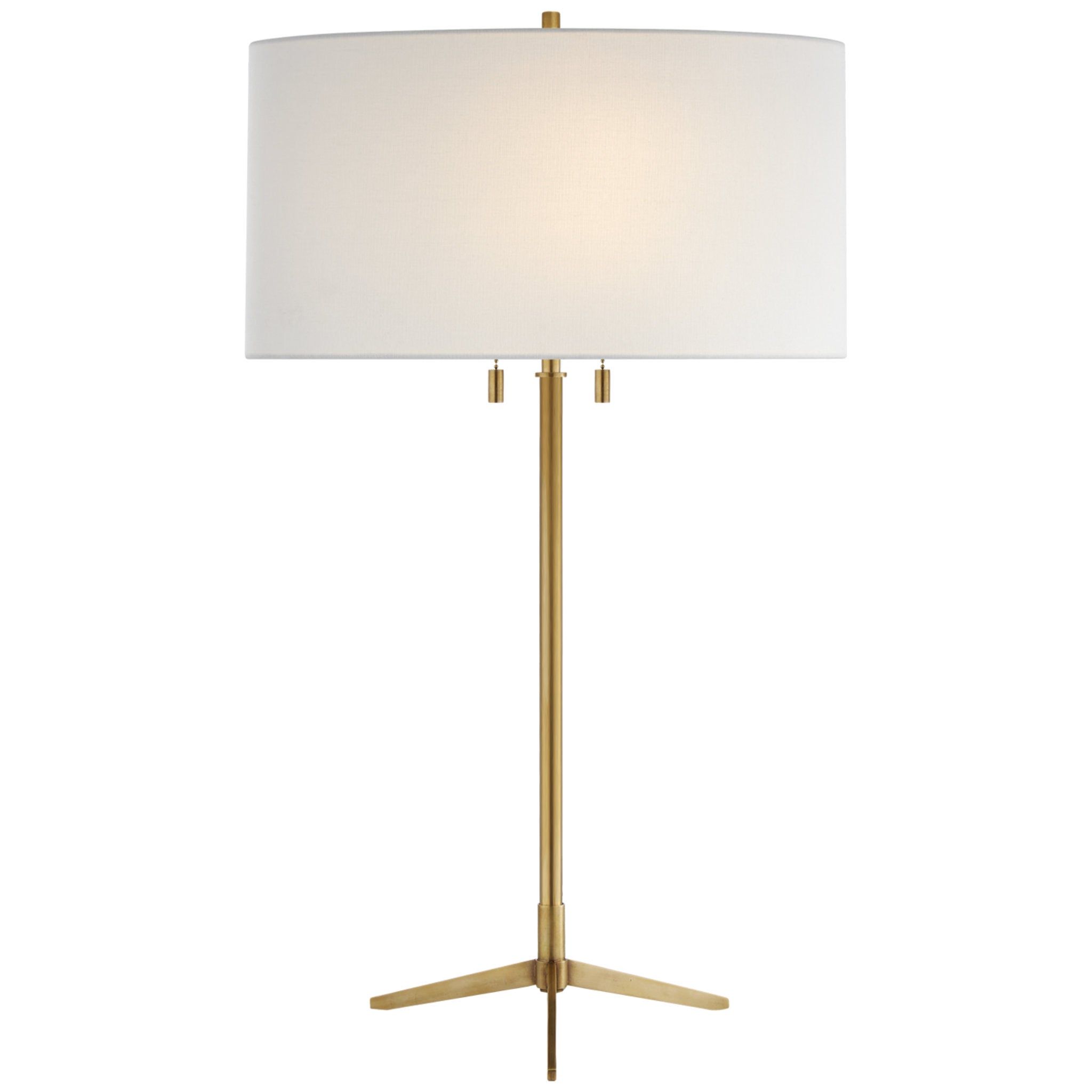 Thomas O'Brien Caron Table Lamp in Hand-Rubbed Antique Brass with Linen Shade