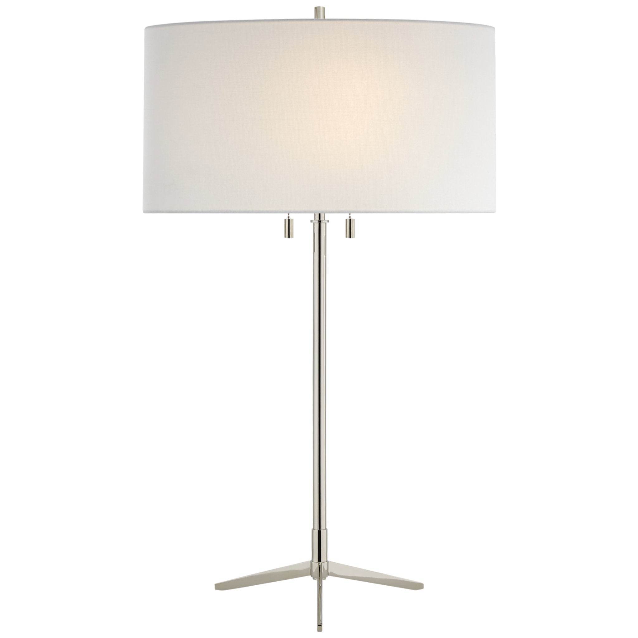Thomas O'Brien Caron Table Lamp in Polished Nickel with Linen Shade