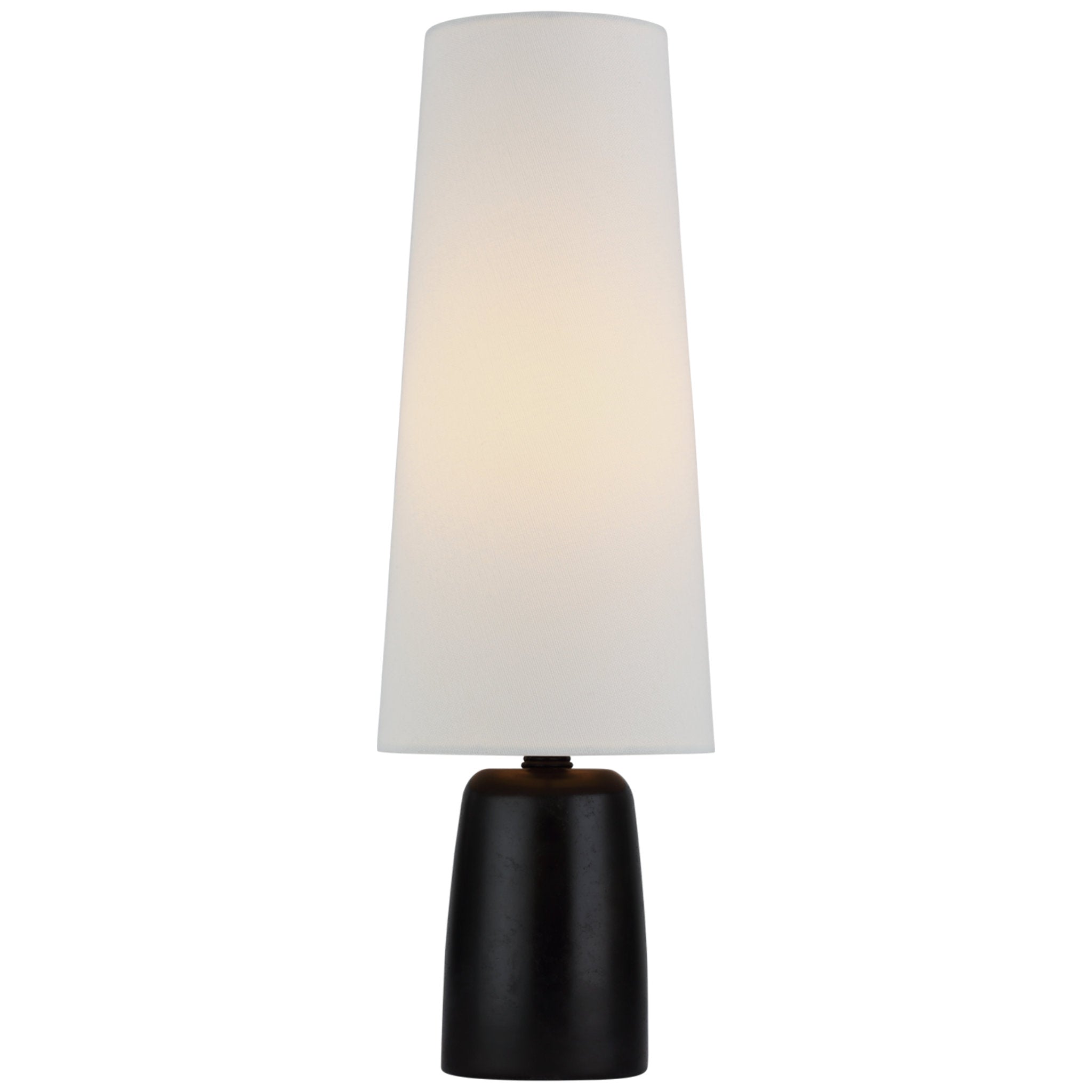 Thomas O'Brien Jinny Medium Table Lamp in Aged Iron with Linen Shade W5.5" x H17.5"