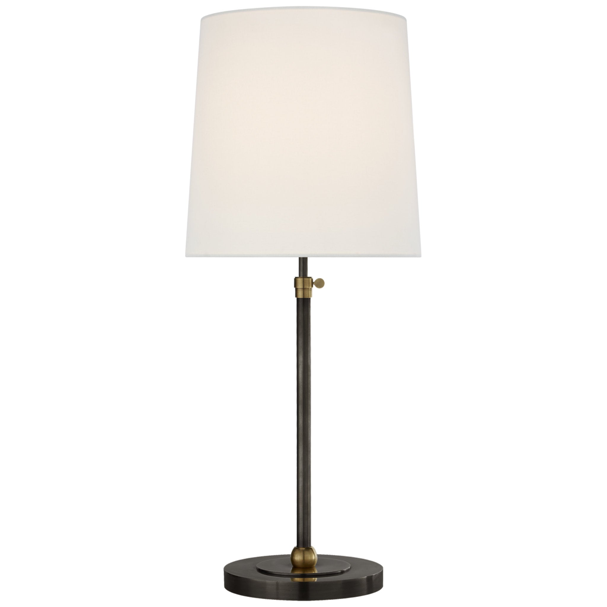 Thomas O'Brien Bryant Large Table Lamp in Bronze and Hand-Rubbed Antique Brass with Linen Shade