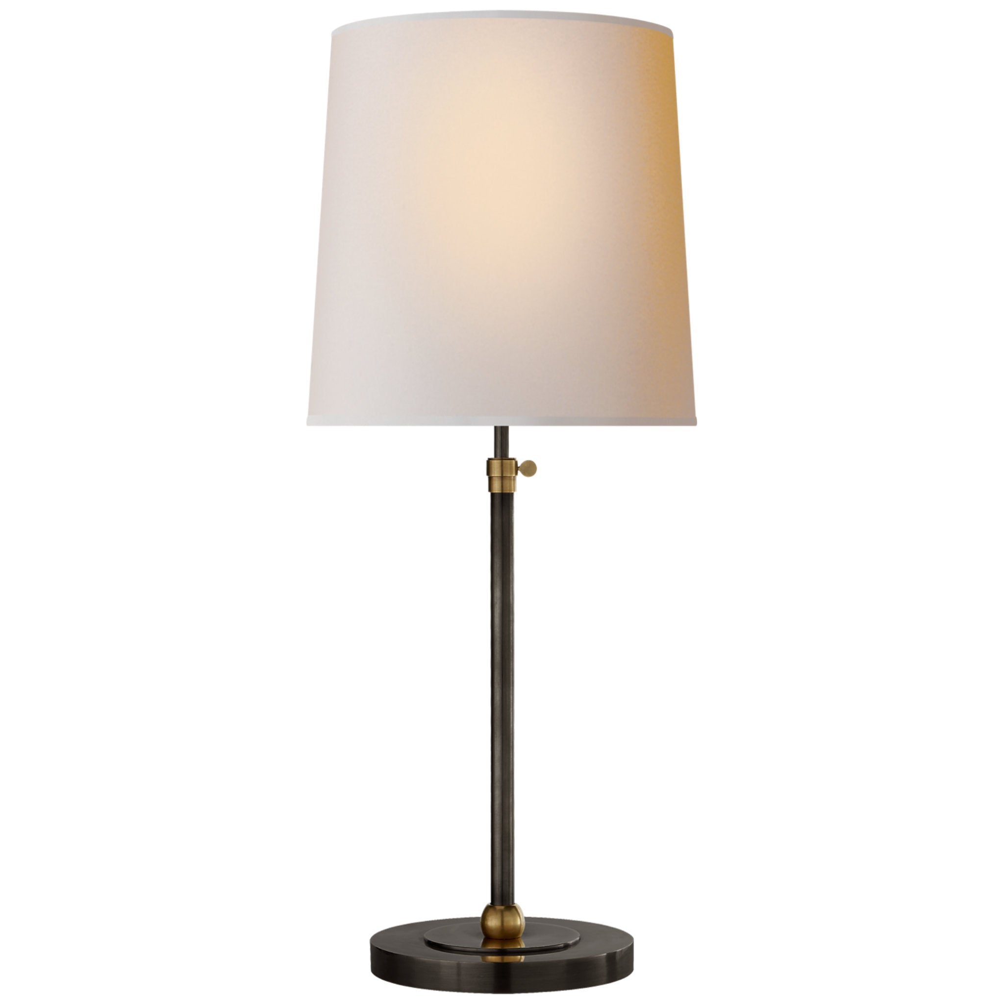 Thomas O'Brien Bryant Large Table Lamp in Bronze and Hand-Rubbed Antique Brass with Natural Paper Shade