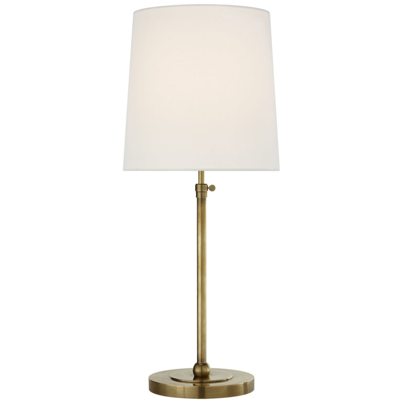 Thomas O'Brien Bryant Large Table Lamp in Hand-Rubbed Antique Brass with Linen Shade