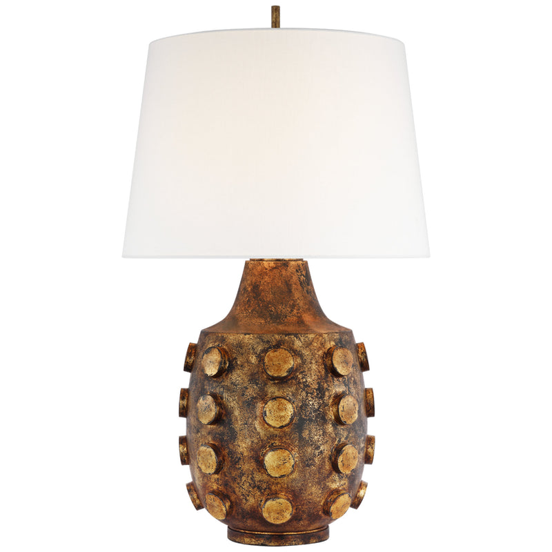 Thomas O'Brien Orly Large Table Lamp in Antique Gild with Linen Shade