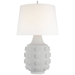 Thomas O'Brien Orly Large Table Lamp in Plaster White with Linen Shade