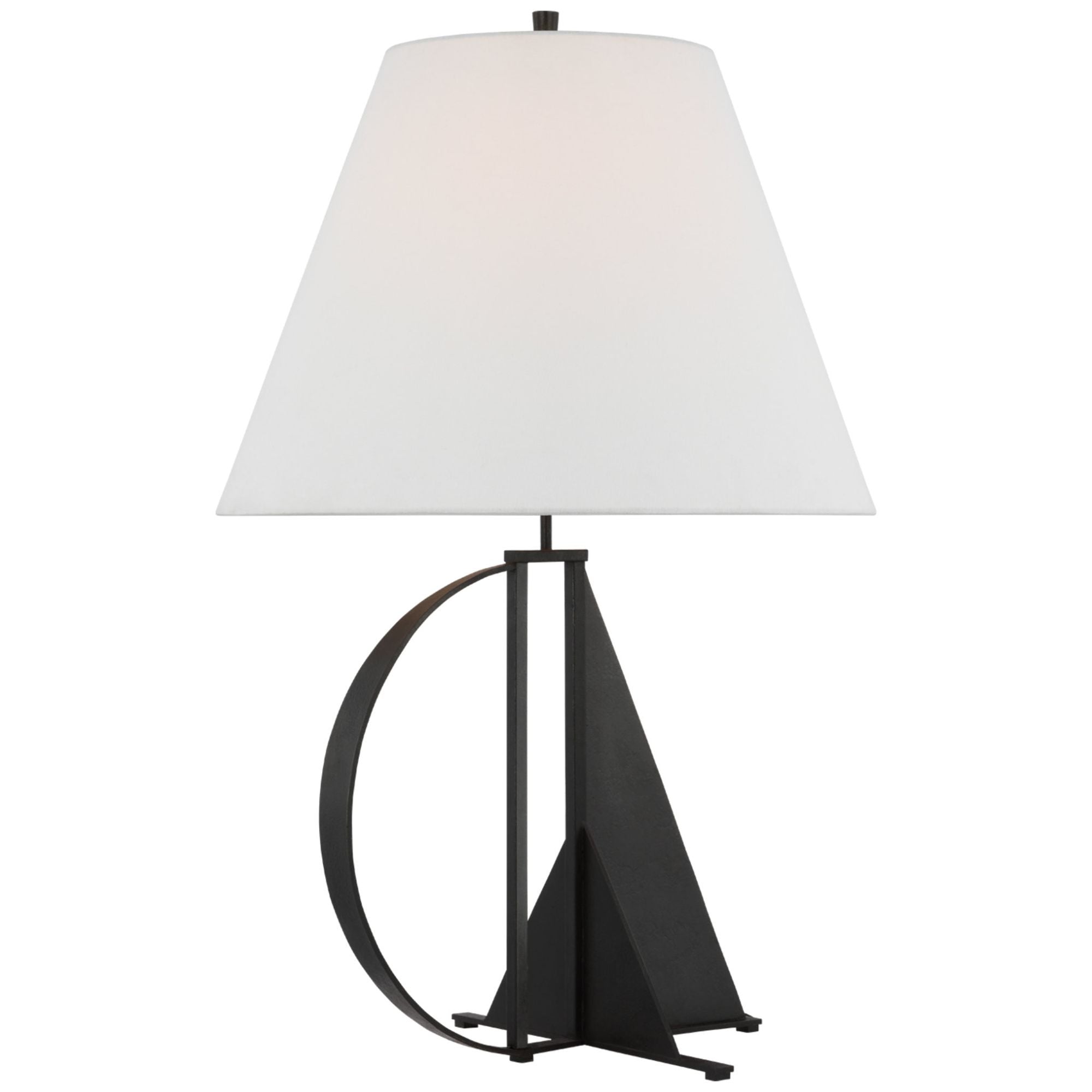 Thomas O'Brien Auxerre Large Blacksmith Table Lamp in Aged Iron with Linen Shade W20" x H31.5"