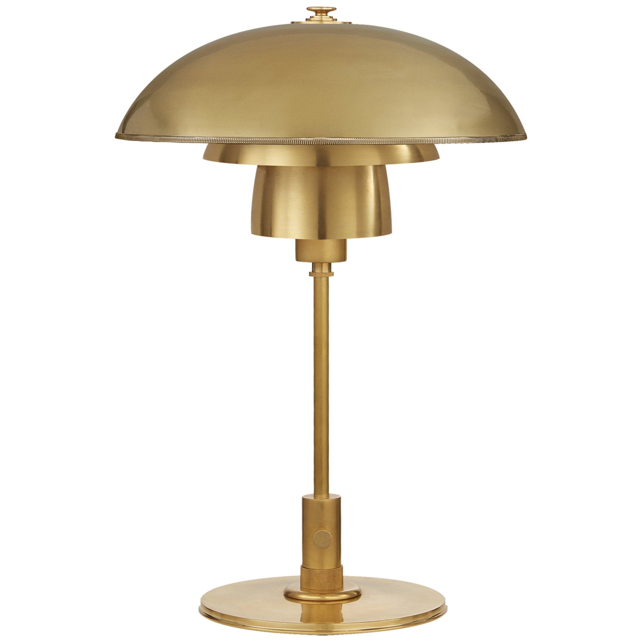Thomas O'Brien Whitman Desk Lamp in Hand-Rubbed Antique Brass with Hand-Rubbed Antique Brass Shade