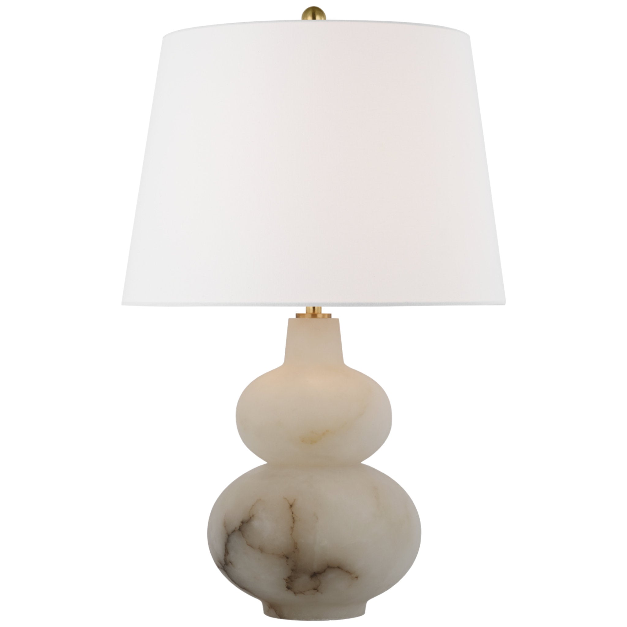 Thomas O'Brien Ciccio Large Table Lamp in Alabaster with Linen Shade W15" x H23"