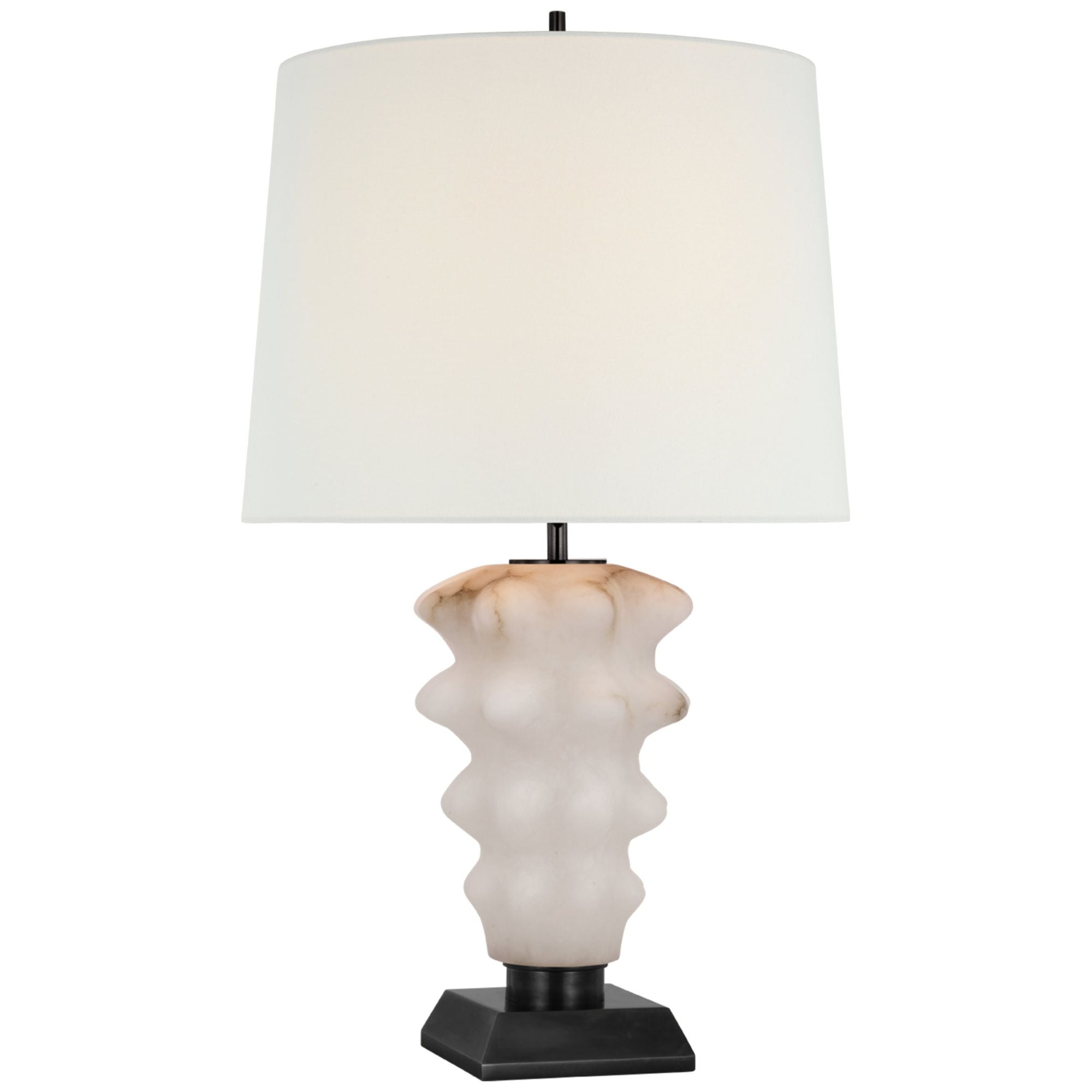 Thomas O'Brien Luxor Large Table Lamp in Alabaster and Bronze with Linen Shade