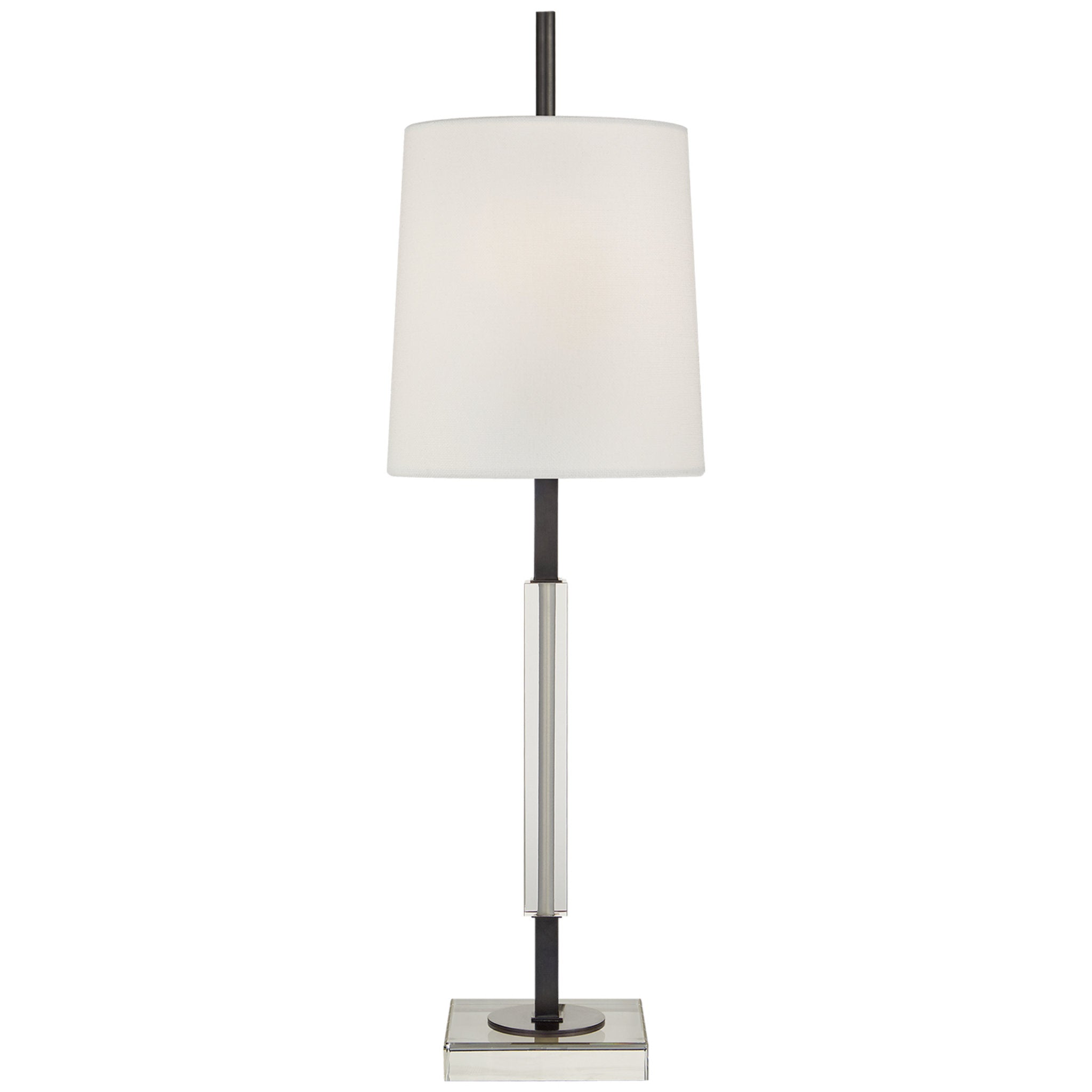 Thomas O'Brien Lexington Medium Table Lamp in Bronze and Crystal with Linen Shade