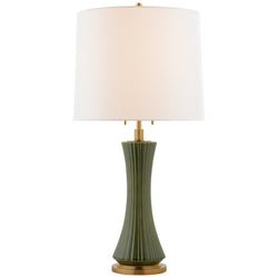 Thomas O'Brien Elena Large Table Lamp in Emerald Green with Linen Shade