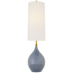 Thomas O'Brien Loren Large Table Lamp in Polar Blue Crackle with Linen Shade