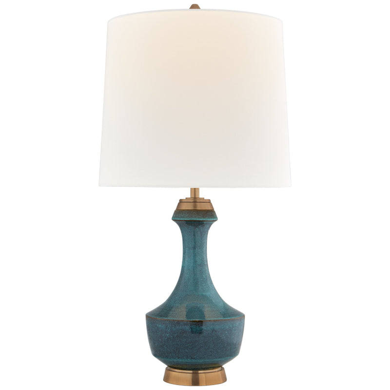 Thomas O'Brien Mauro Large Table Lamp in Oslo Blue with Linen Shade