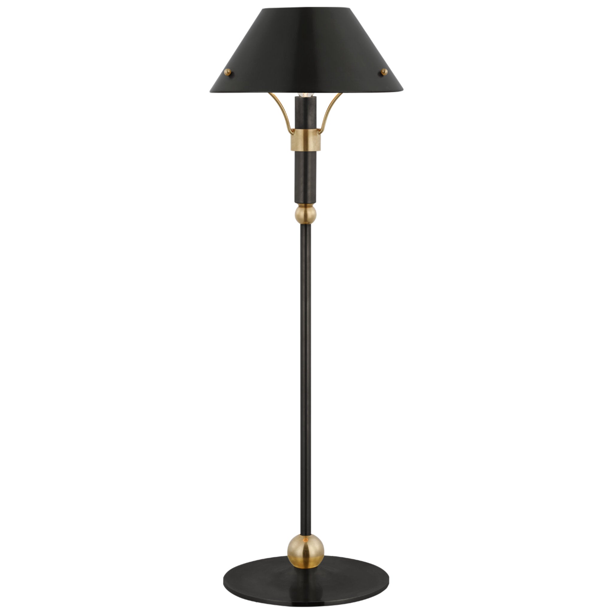 Thomas O'Brien Turlington Medium Table Lamp in Bronze and Hand-Rubbed Antique Brass with Bronze Shade W8.75" x H26.75"