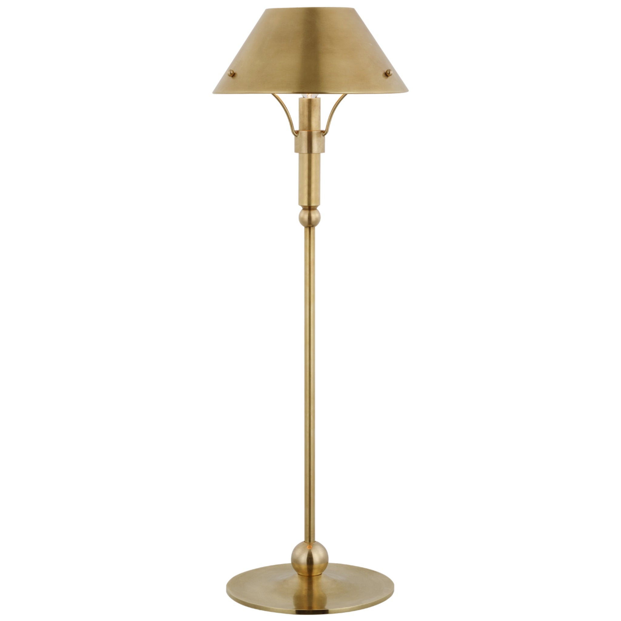 Thomas O'Brien Turlington Medium Table Lamp in Hand-Rubbed Antique Brass with Hand-Rubbed Antique Brass Shade W8.75" x H26.75"