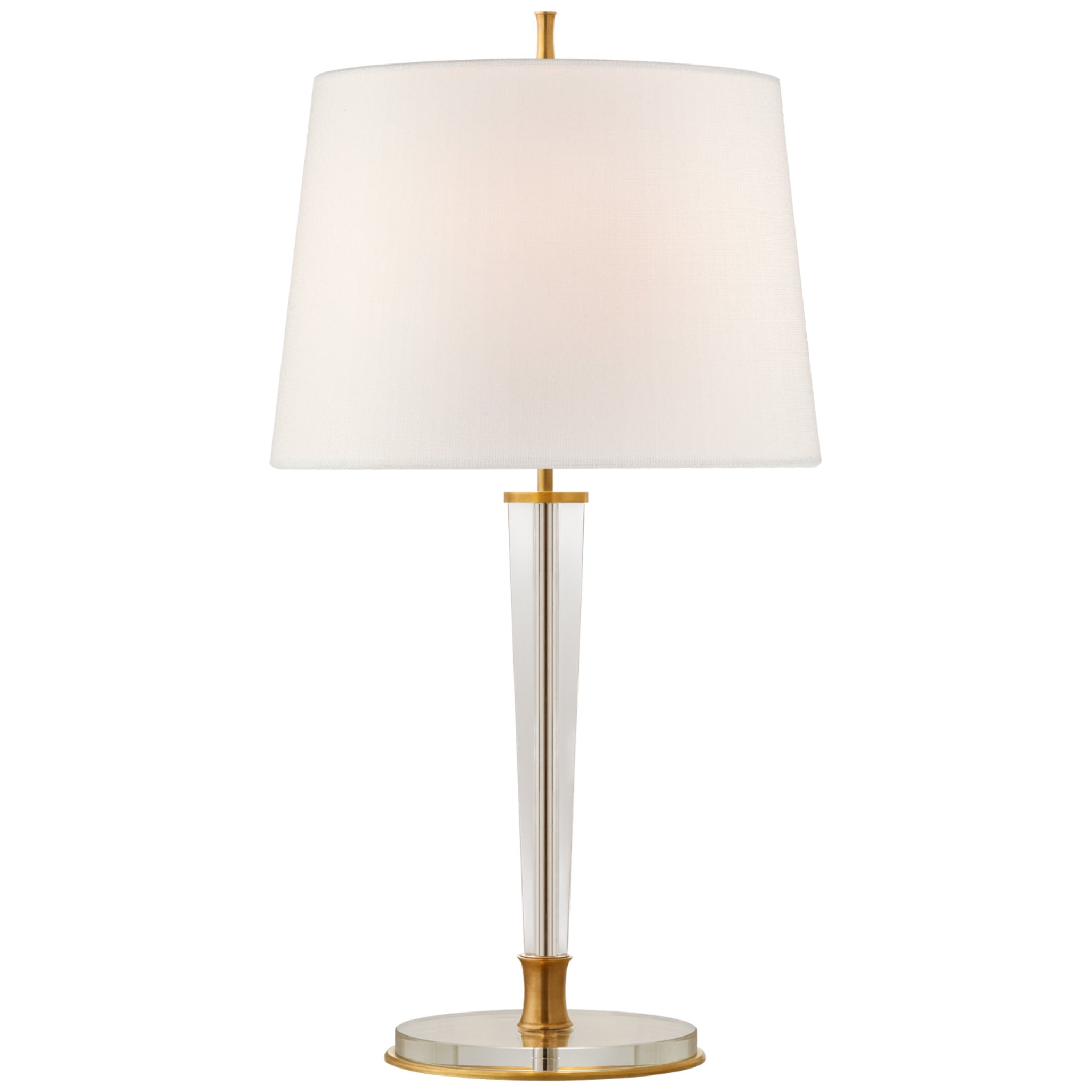 Thomas O'Brien Lyra Large Table Lamp in Hand-Rubbed Antique Brass and Crystal with Linen Shade