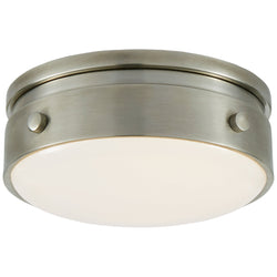 Thomas O'Brien Hicks 5.5" Solitaire Flush Mount in Antique Nickel with White Glass