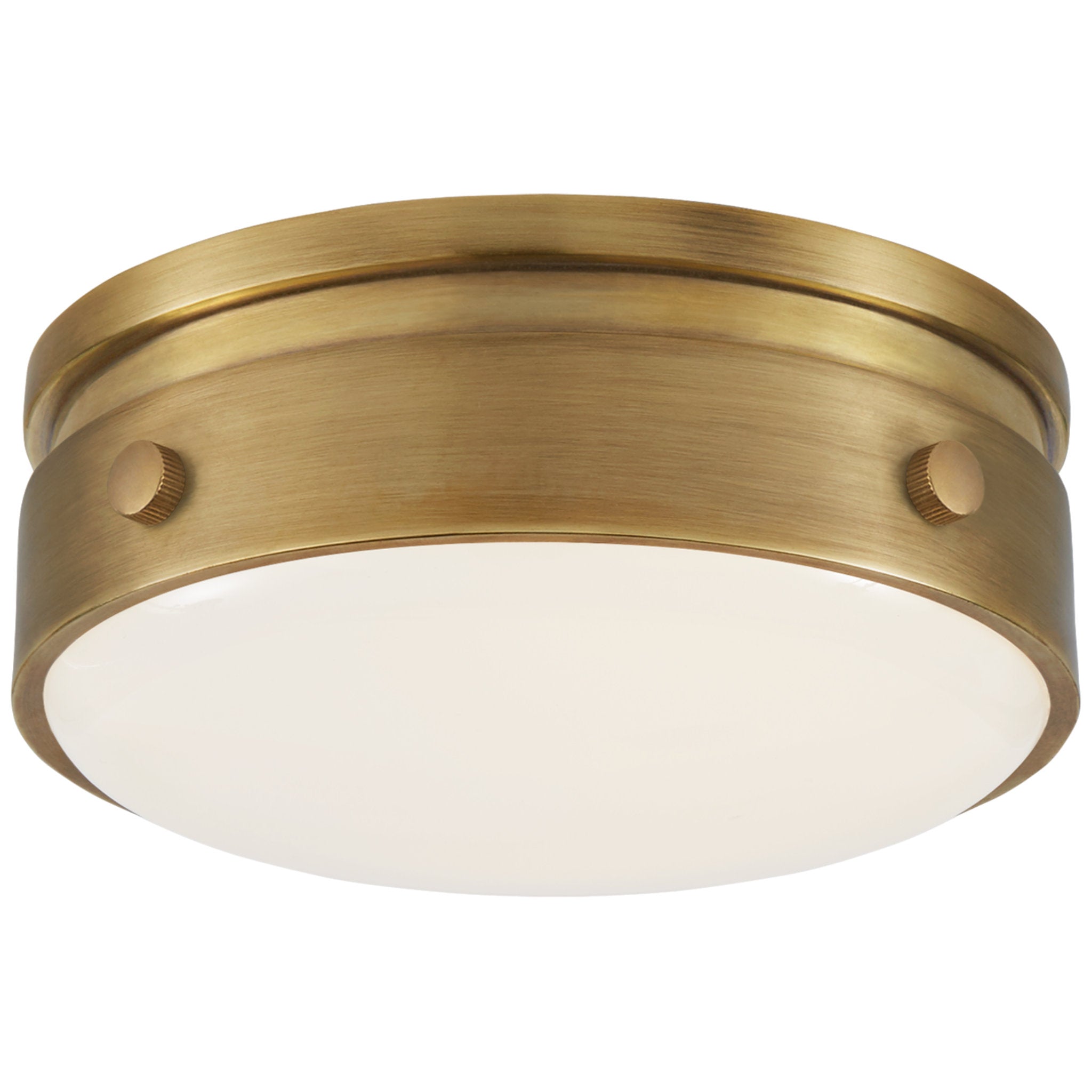 Thomas O'Brien Hicks 5.5" Solitaire Flush Mount in Hand-Rubbed Antique Brass with White Glass