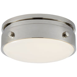Thomas O'Brien Hicks 5.5" Solitaire Flush Mount in Polished Nickel with White Glass