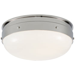 Thomas O'Brien Hicks Small Flush Mount in Polished Nickel with White Glass