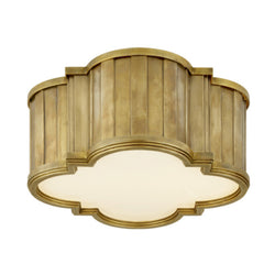 Thomas O'Brien Tilden Small Flush Mount in Hand-Rubbed Antique Brass with White Glass
