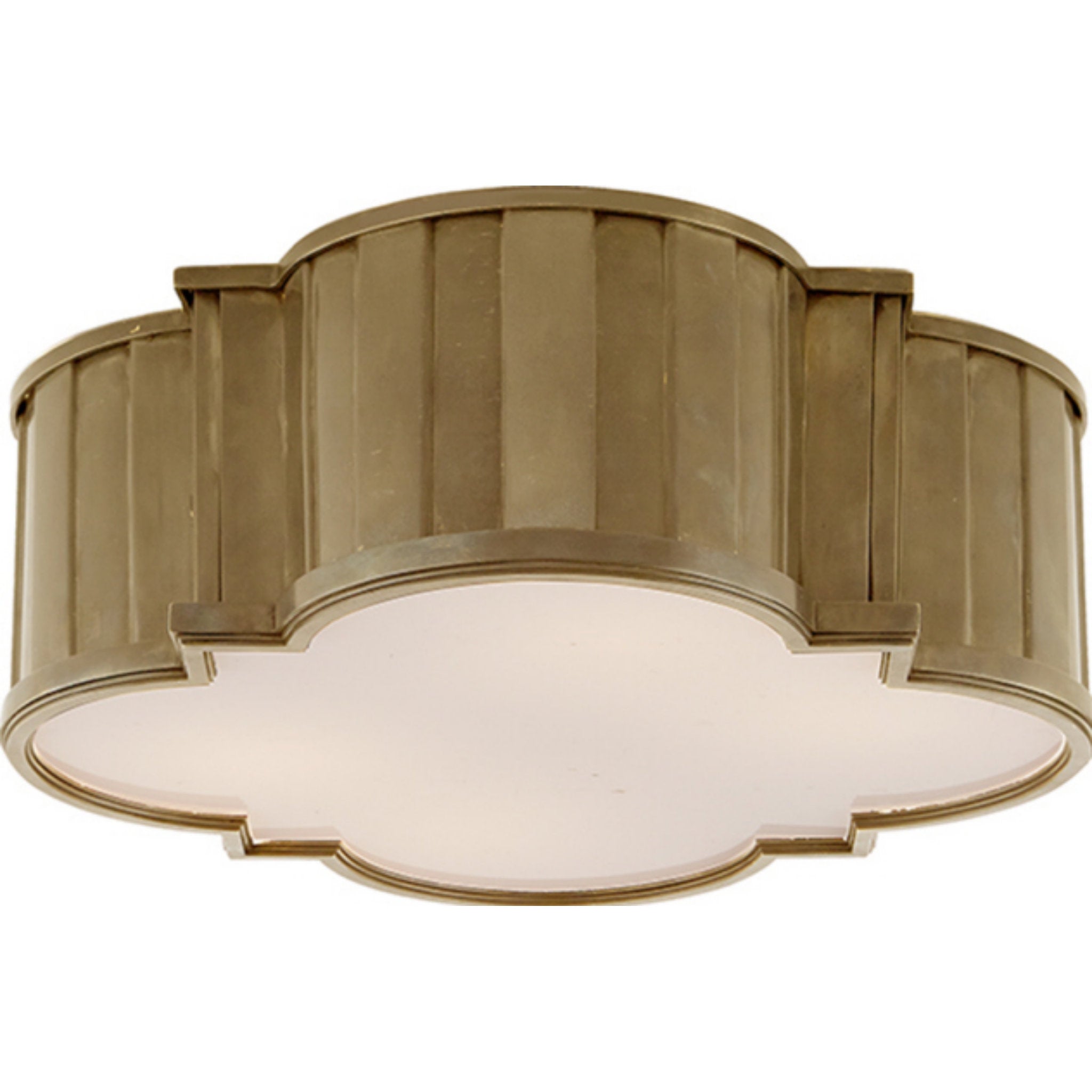 Thomas O'Brien Tilden Large Flush Mount in Hand-Rubbed Antique Brass with White Glass