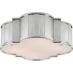 Thomas O'Brien Tilden Large Flush Mount in Polished Nickel with White Glass
