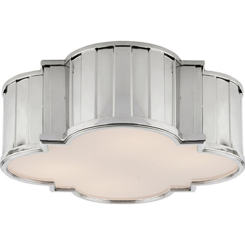 Thomas O'Brien Tilden Large Flush Mount in Polished Nickel with White Glass