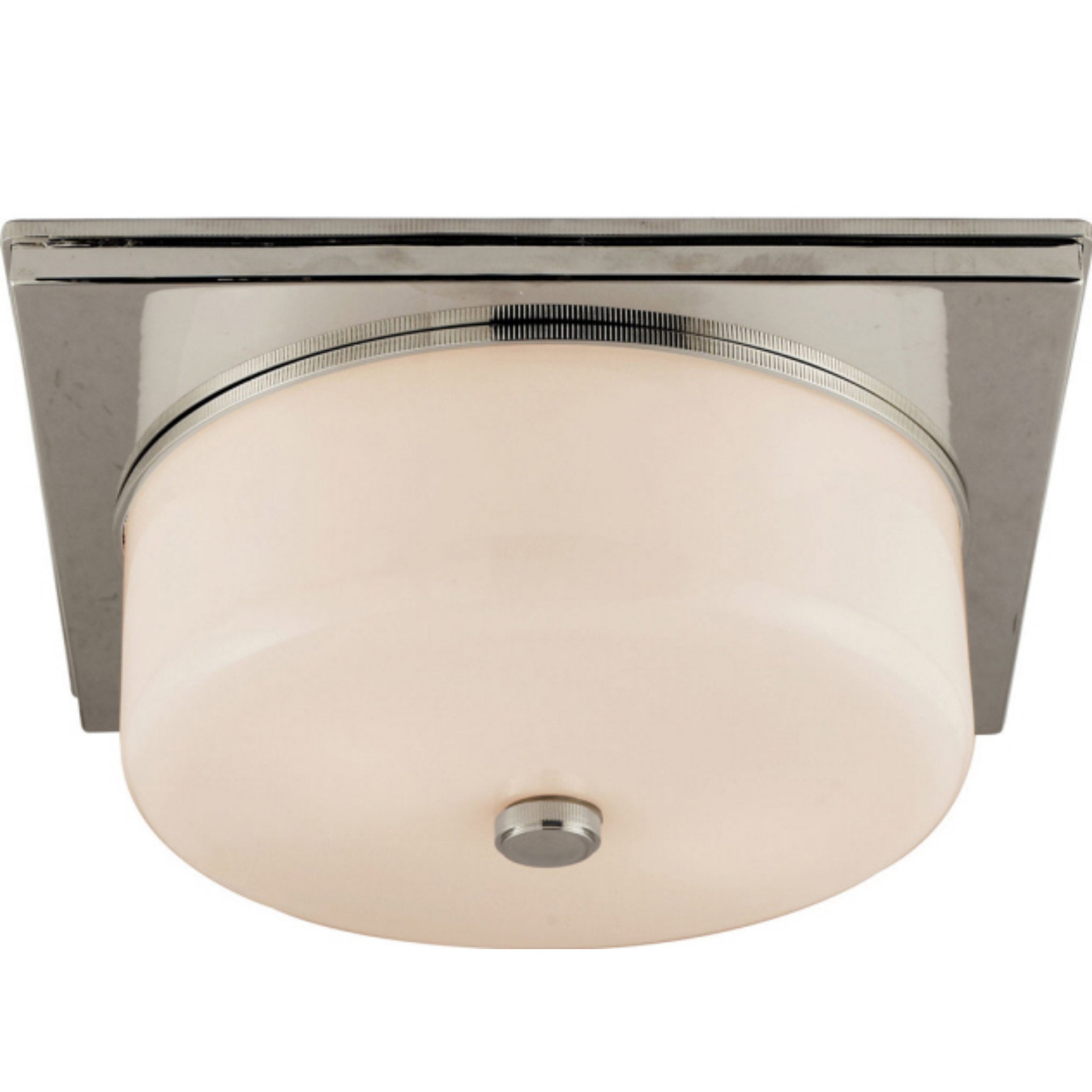 Thomas O'Brien Newhouse Circular Flush Mount in Polished Nickel with White Glass