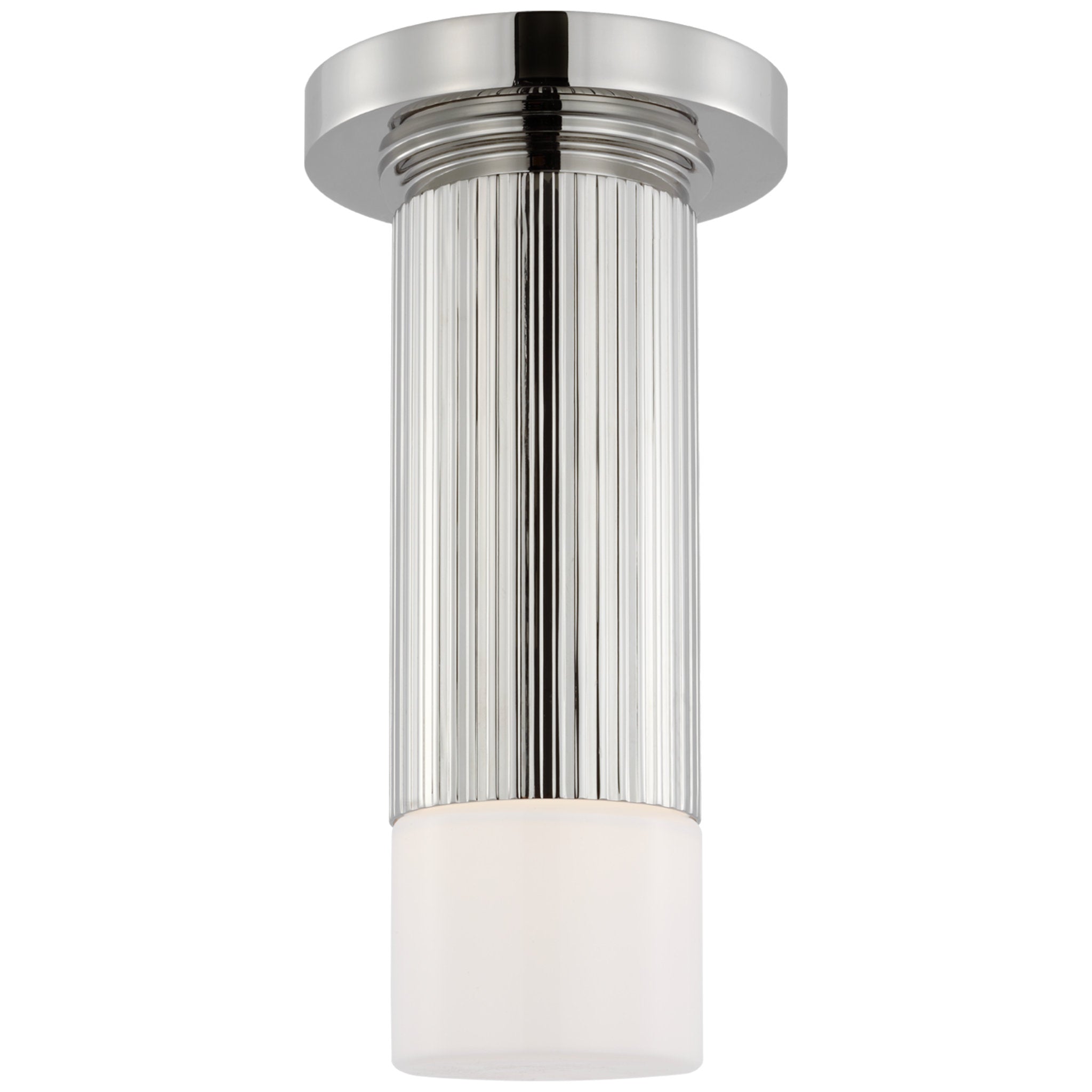 Thomas O'Brien Ace Mini Monopoint Flush Mount in Polished Nickel with White Glass Ceiling Light W3.25" x H10.75"