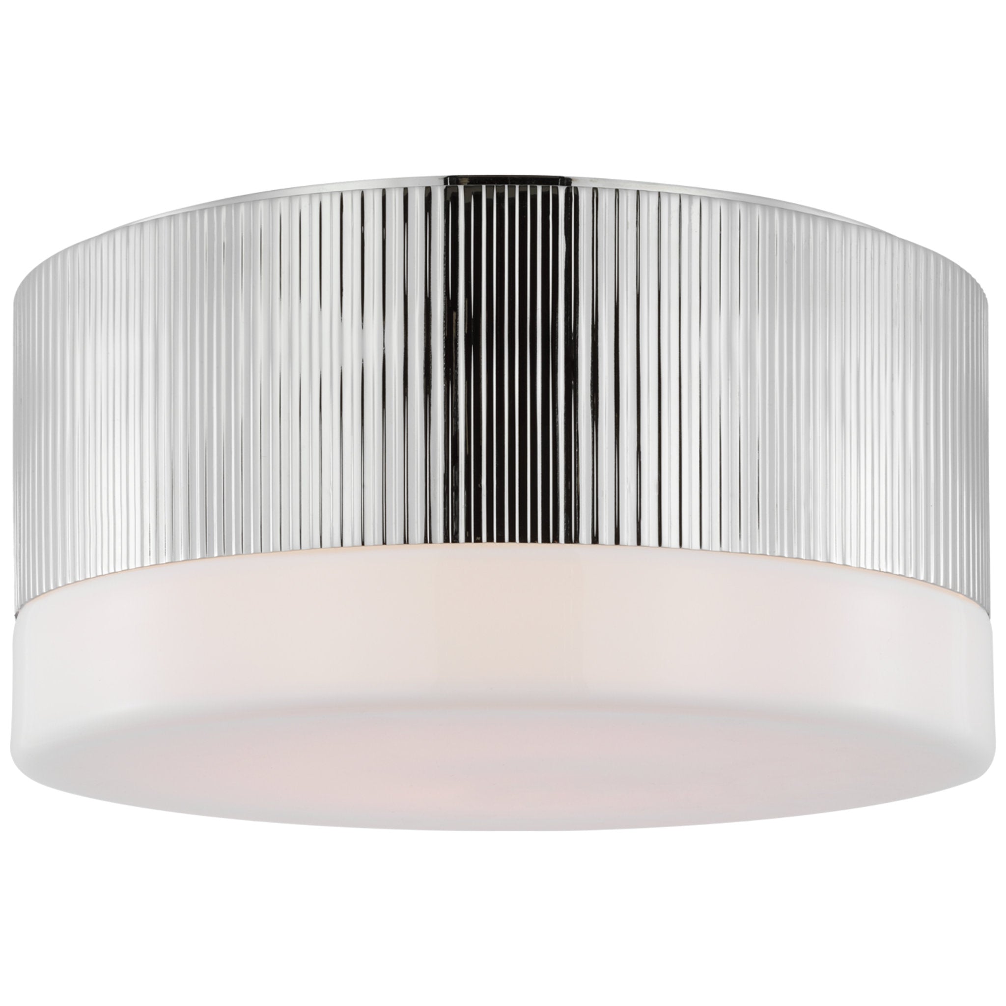 Thomas O'Brien Ace 12" Flush Mount in Polished Nickel with White Glass Ceiling Light W12" x H6.25"