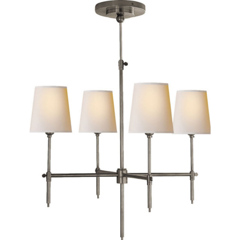 Thomas O'Brien Bryant Small Chandelier in Antique Nickel with Natural Paper Shades
