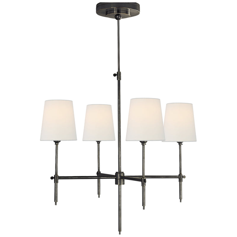 Thomas O'Brien Bryant Small Chandelier in Bronze with Linen Shades