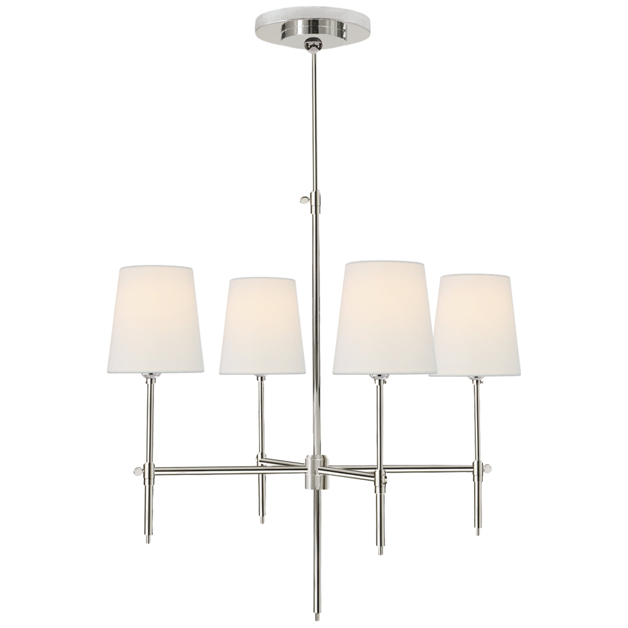 Thomas O'Brien Bryant Small Chandelier in Polished Nickel with Linen Shades