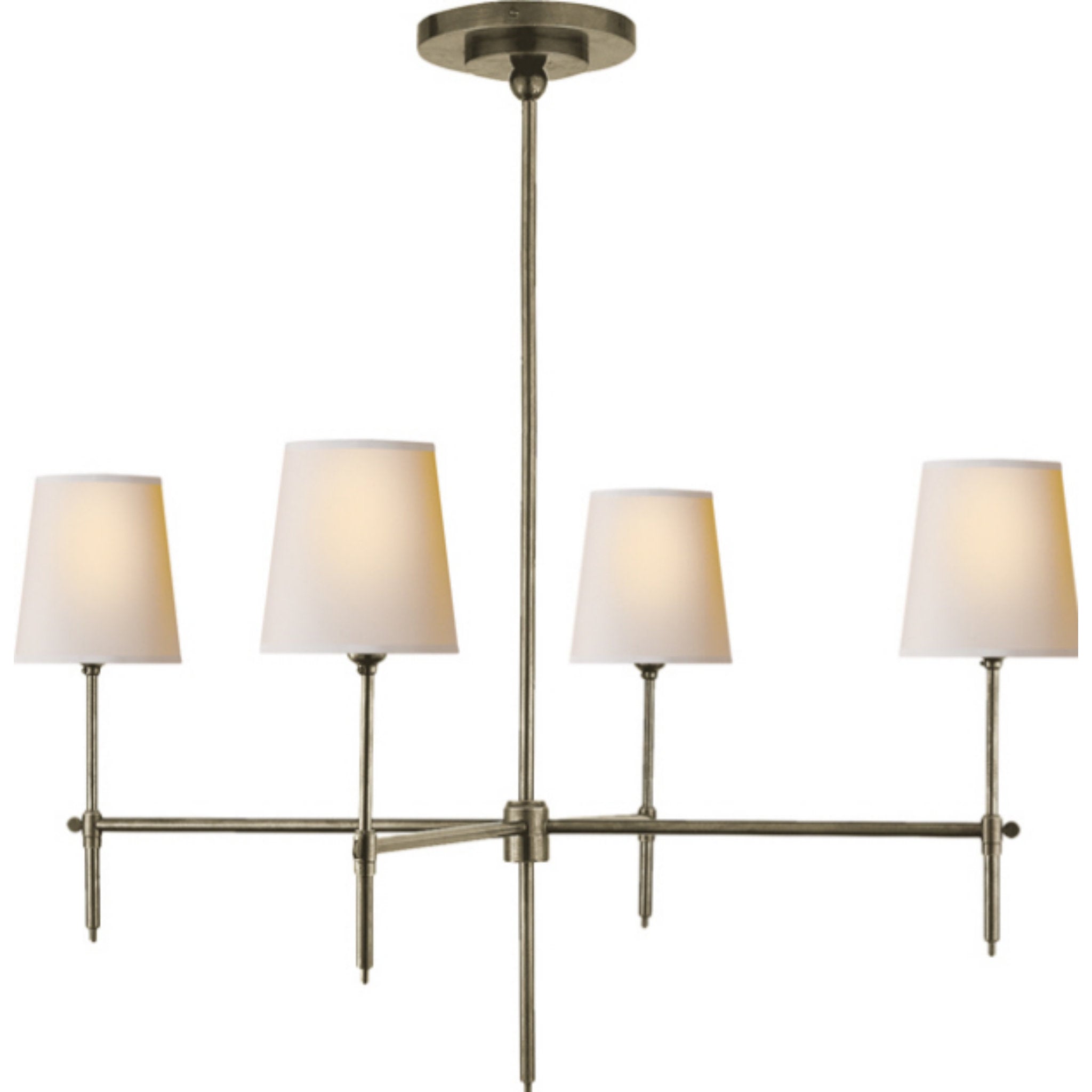 Thomas O'Brien Bryant Large Chandelier in Antique Nickel with Natural Paper Shades