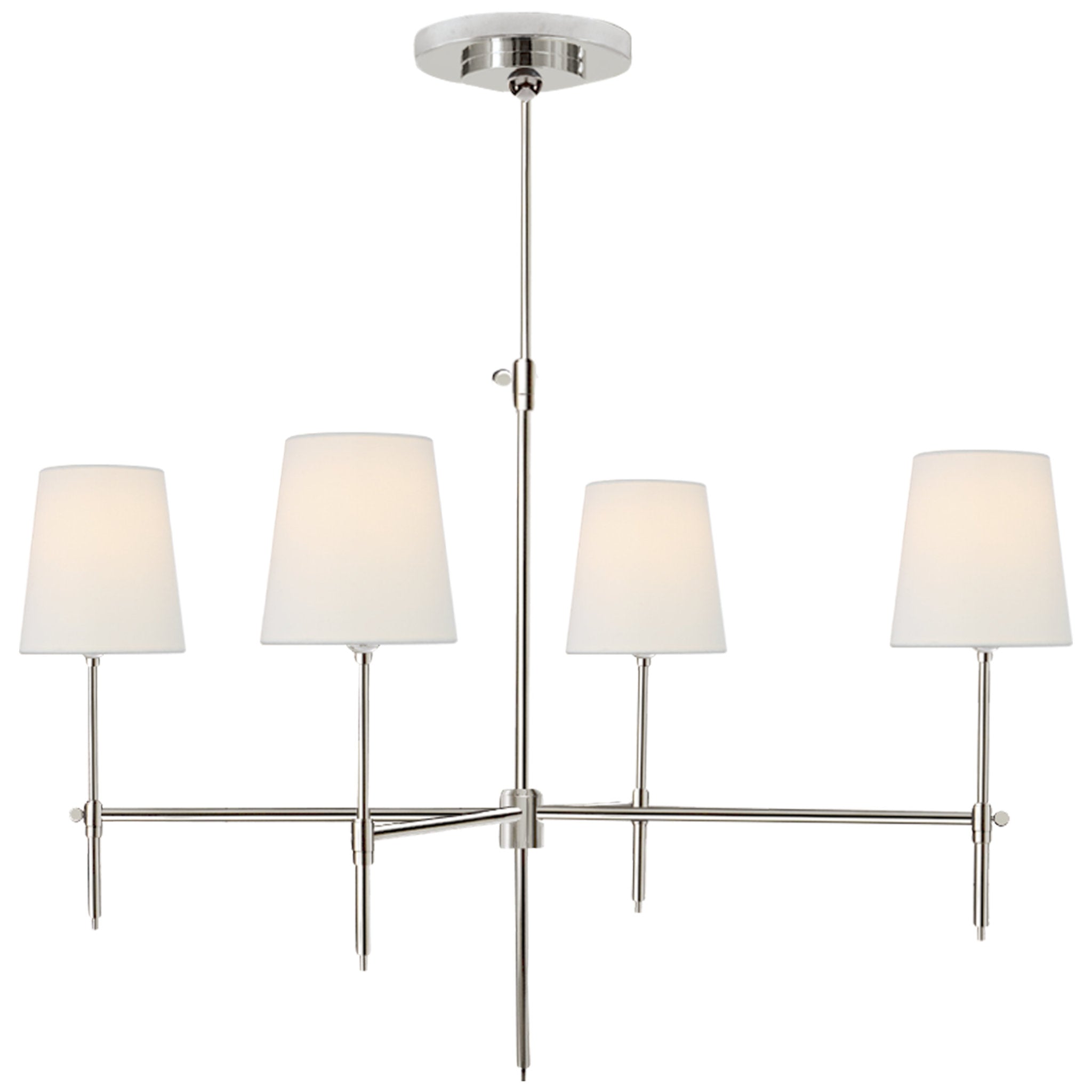 Thomas O'Brien Bryant Large Chandelier in Polished Nickel with Linen Shades