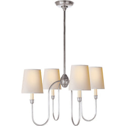 Thomas O'Brien Vendome Small Chandelier in Antique Silver with Natural Paper Shades
