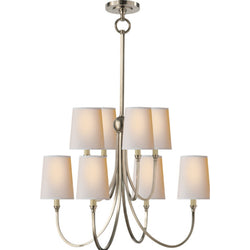 Thomas O'Brien Reed Large Chandelier in Antique Nickel with Natural Paper Shades