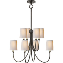 Thomas O'Brien Reed Large Chandelier in Bronze with Natural Paper Shades