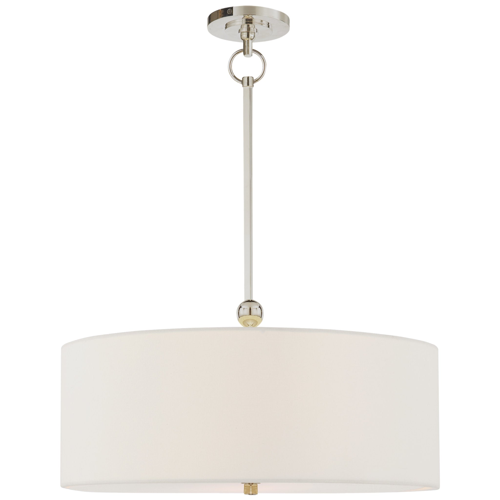 Thomas O'Brien Reed Hanging Shade in Polished Nickel with Linen Shade
