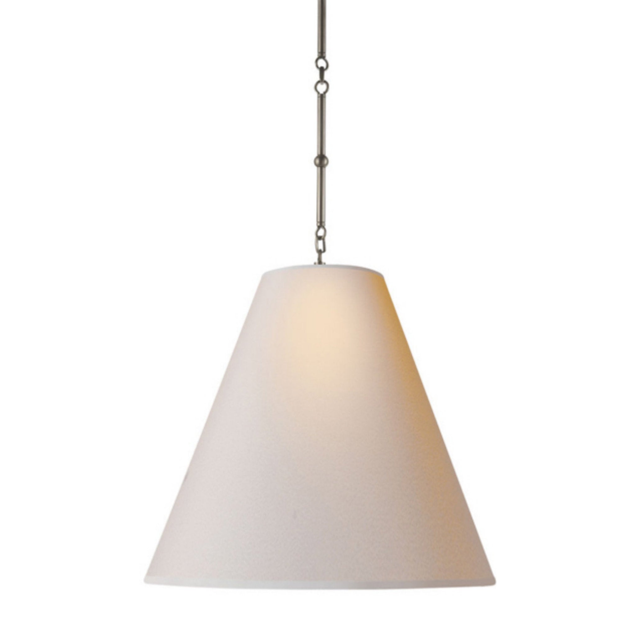 Thomas O'Brien Goodman Large Hanging Lamp in Antique Nickel with Natural Paper Shade