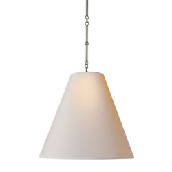 Thomas O'Brien Goodman Large Hanging Lamp in Antique Nickel with Natural Paper Shade