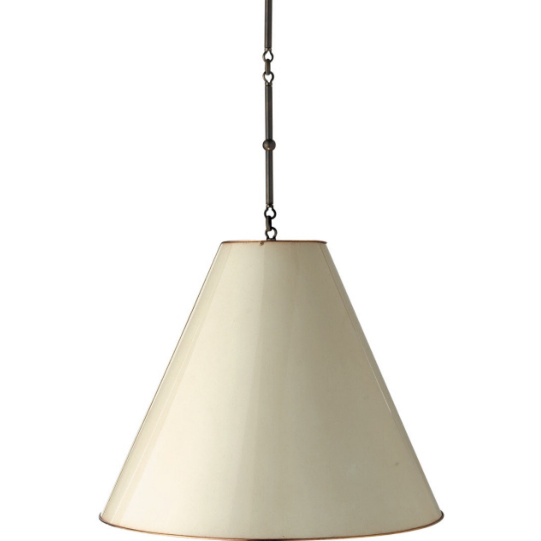 Thomas O'Brien Goodman Large Hanging Lamp in Bronze with Antique White Shade
