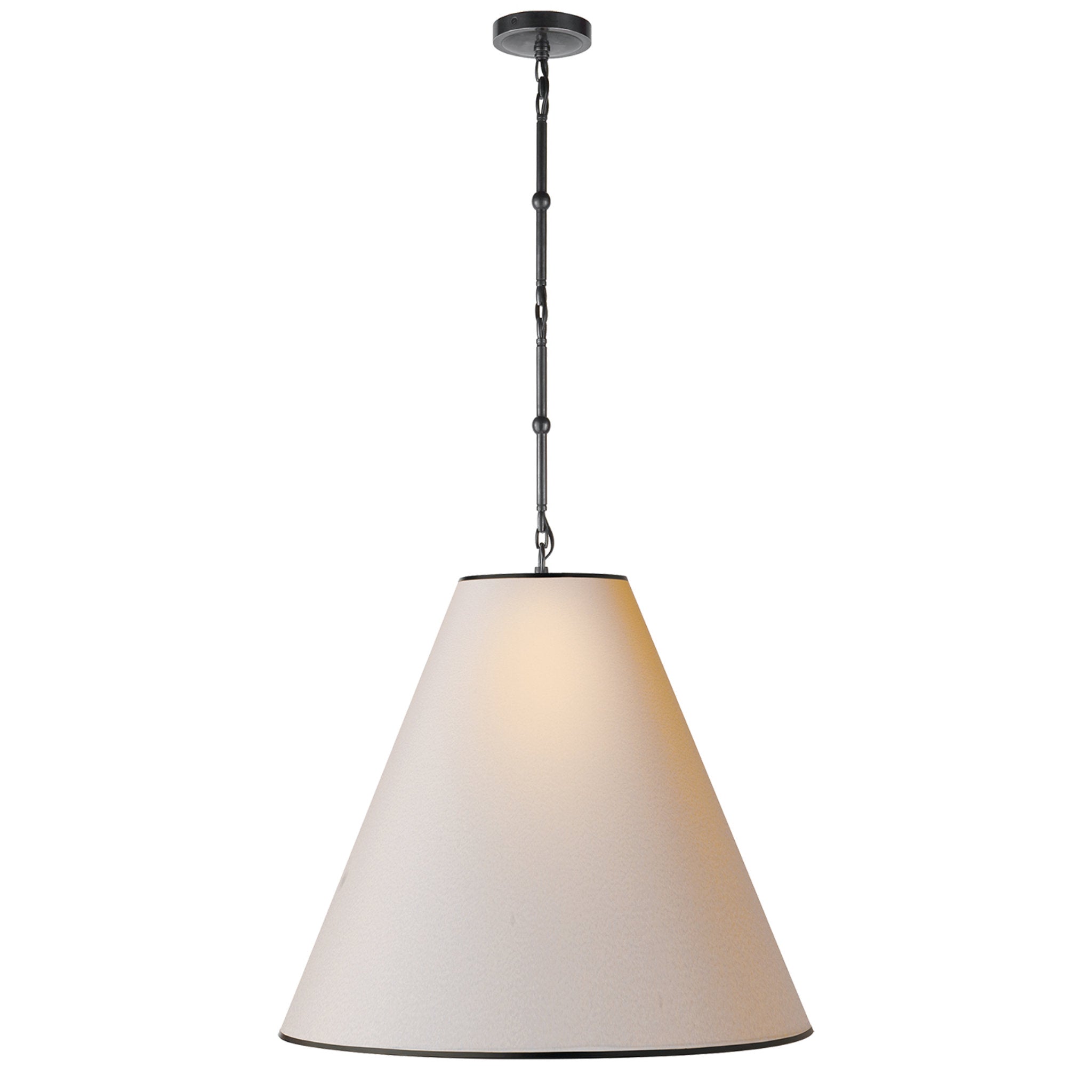 Thomas O'Brien Goodman Large Hanging Lamp in Bronze with Natural Paper Shade with Black Tape